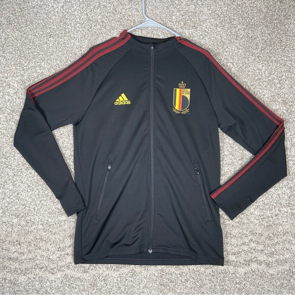 Adidas Belgium National Team Jacket Mens Medium Black Soccer Full Zip
